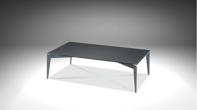 Table basse rectangulaire BOREAL - En acier vernis sablé et verre trempé, une table en toute simplicité pour votre salon.