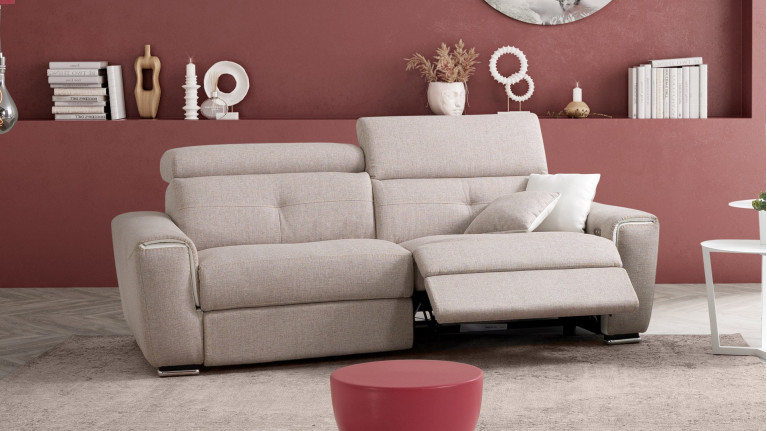 Canapé relaxation électrique en tissu NEW CARAVEL - Réalisable en cuir, ce canapé italien existe dans plusieurs dimensions et en
