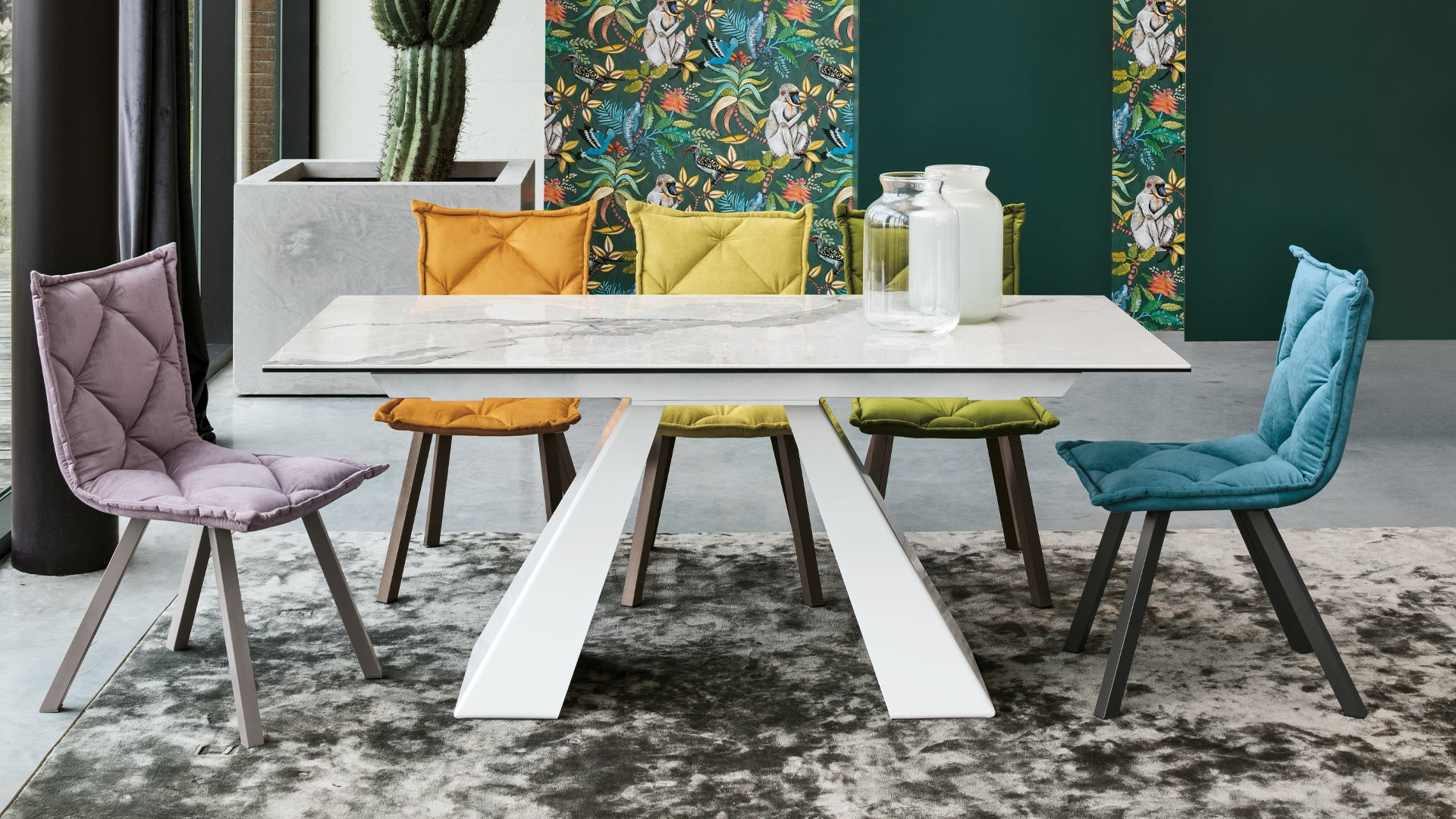 Table de repas fixe TAURUS - Largeur de 230, 200 ou 180 cm. Plusieurs teintes de bois et de céramique disponibles.