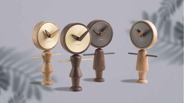 Horloge de table en bois et laiton, 2 finitions, Nene-Nena