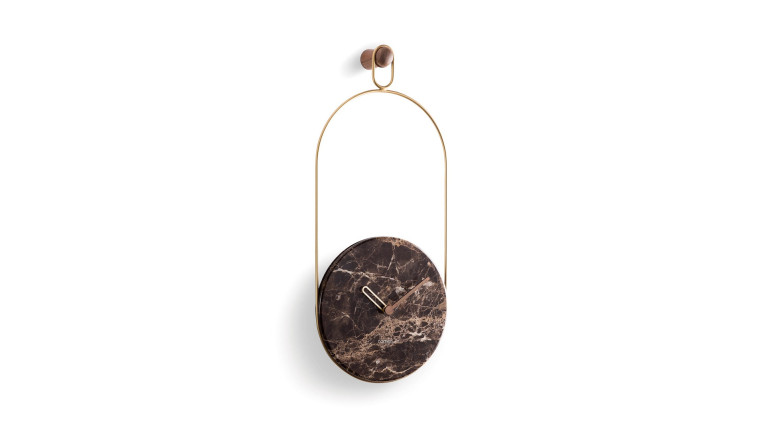 Horloge murale design en bois ou marbre, Eslabon