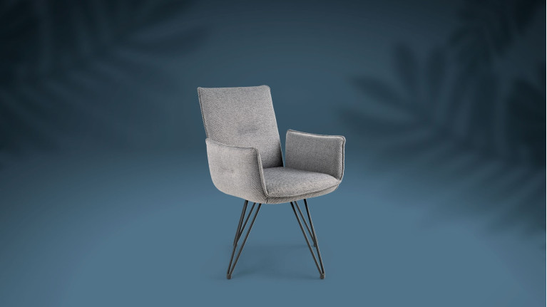 Fauteuil moderne MANON avec élégance du piétement épingle en métal