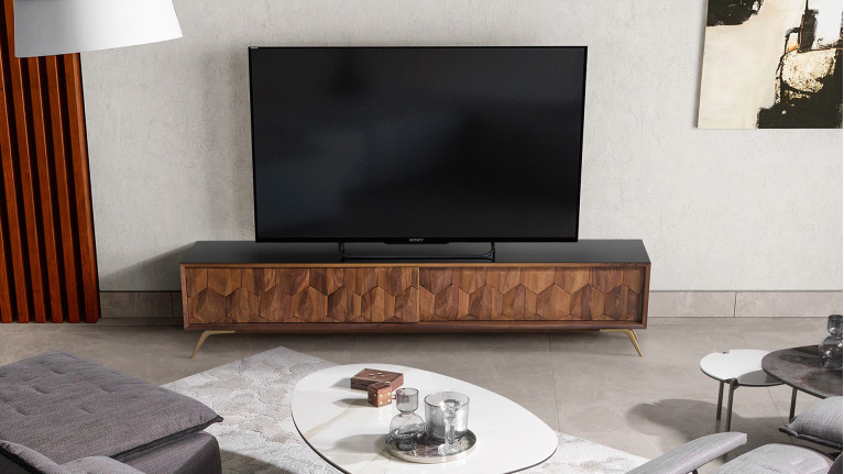 Meuble TV texturé en noyer MIELLAT