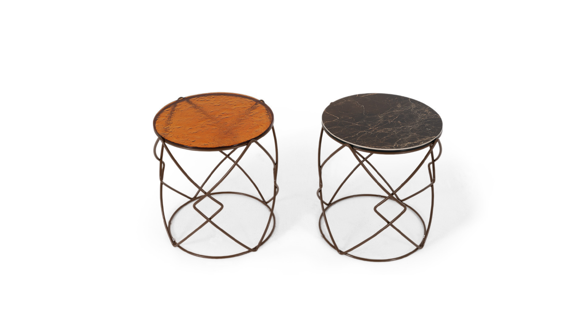 Bout de canapé en céramique noir effet marbre DRUM