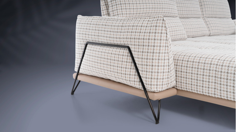 Canapé d'angle design, tissu pied-de-poule, Dolce Vita