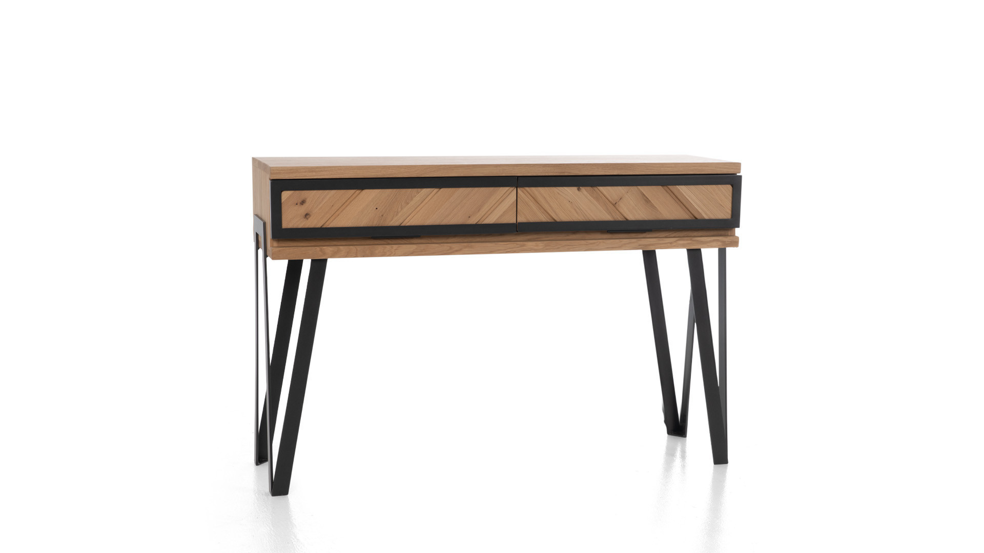 Console 2 tiroirs en bois et métal RELIEF