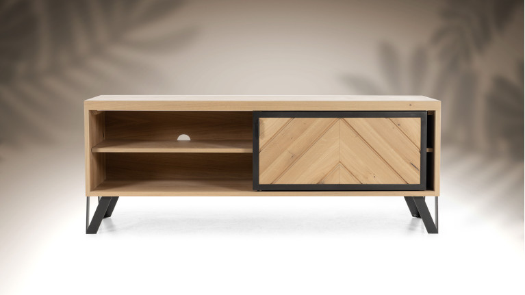 Meuble TV 2 portes abattantes RELIEF | 5 teintes de bois