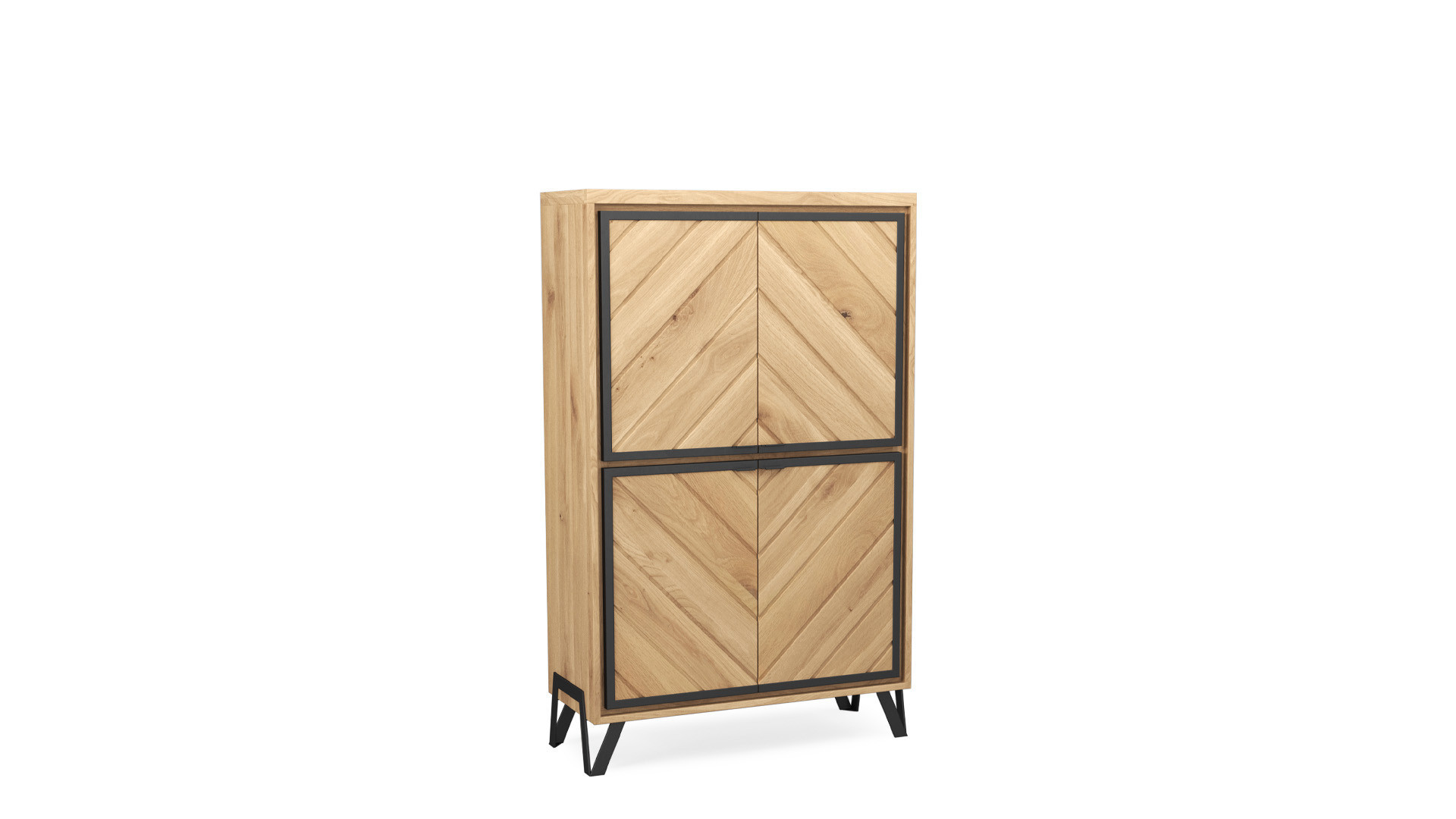 Armoirette 4 portes en bois et métal RELIEF