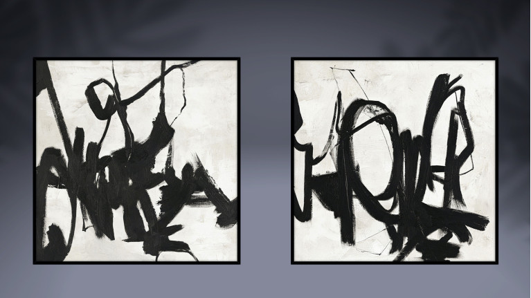 Tableau décoratif graphique calligraphique en duo, Playback