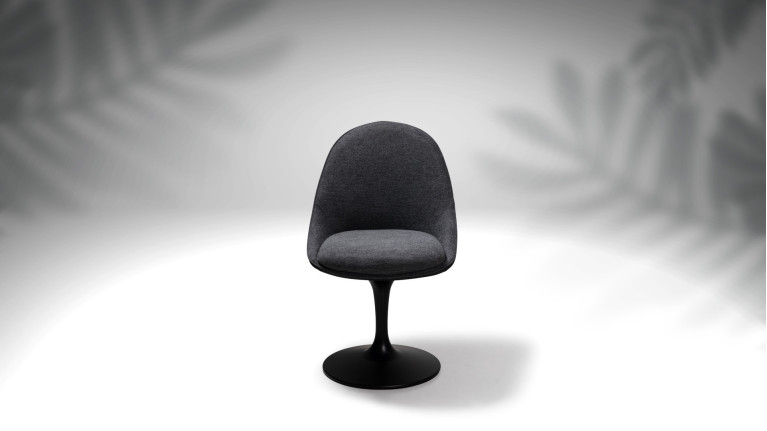 Chaise pivotante noire SONIA | Pied tulipe et assise rembourrée