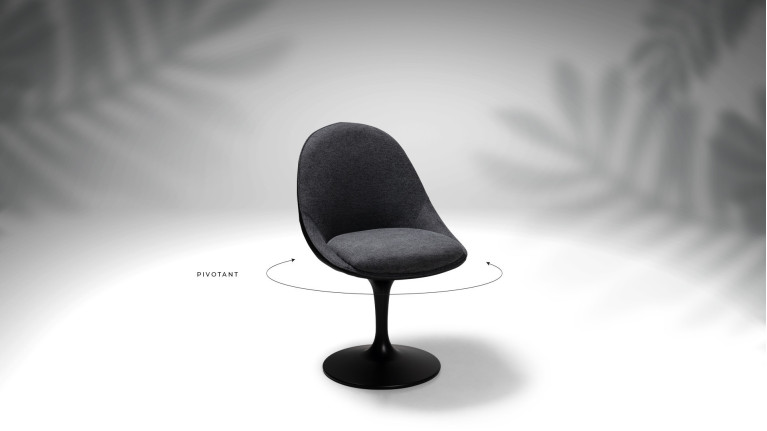 Chaise pivotante blanche SONIA | Pied tulipe et assise rembourrée