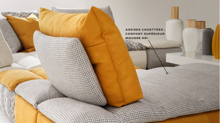 Canapé droit modulable BYBLOS | Confort supérieur mousse HR+