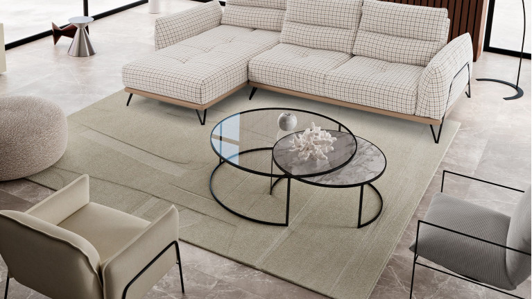 Tapis rectangulaire COLLAGE| jeu subtil de reliefs et d’ombres