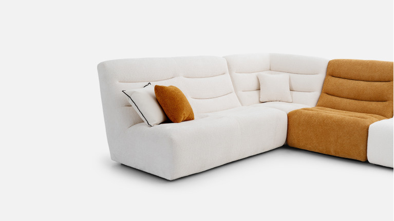 Canapé d'angle modulable en tissu, confort enveloppant, Lotus