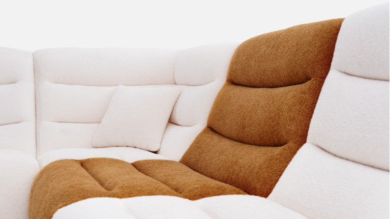 Canapé d'angle modulable en tissu, confort enveloppant, Lotus