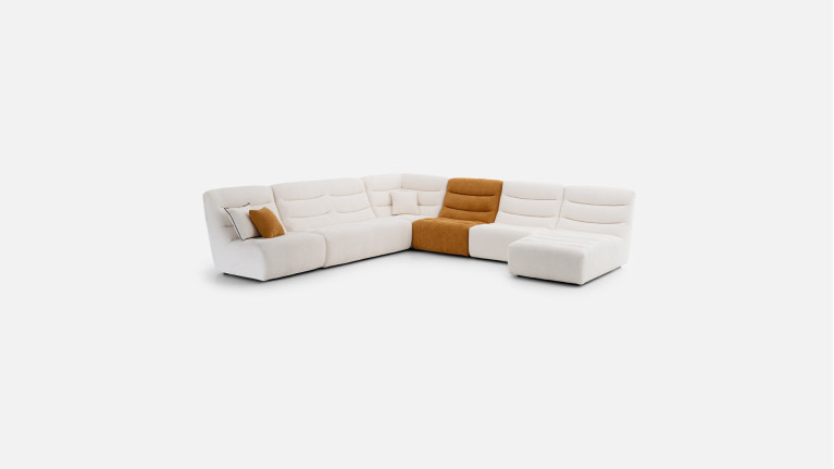 Canapé d'angle modulable en tissu, confort enveloppant, Lotus