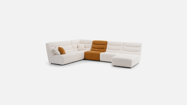 Canapé d'angle modulable en tissu, confort enveloppant, Lotus
