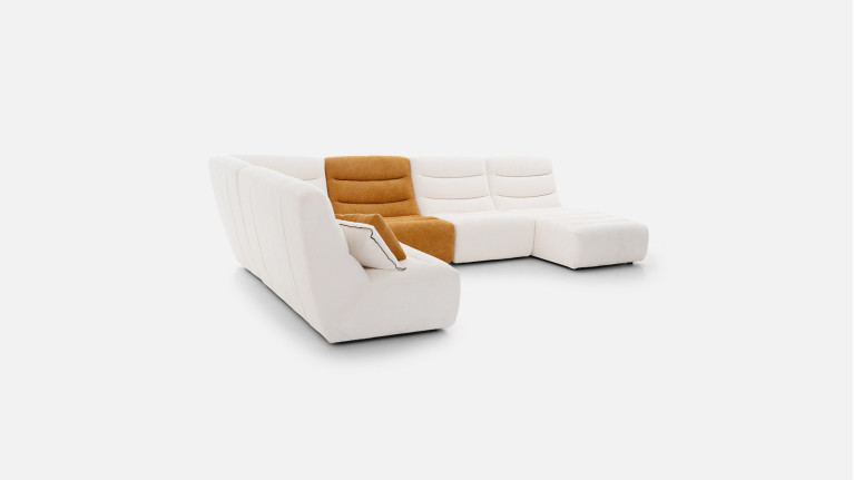 Canapé d'angle modulable en tissu, confort enveloppant, Lotus