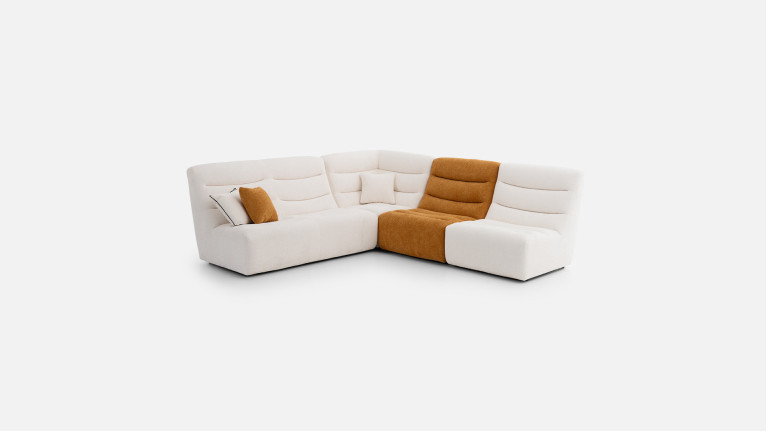Canapé d'angle modulable en tissu, confort enveloppant, Lotus