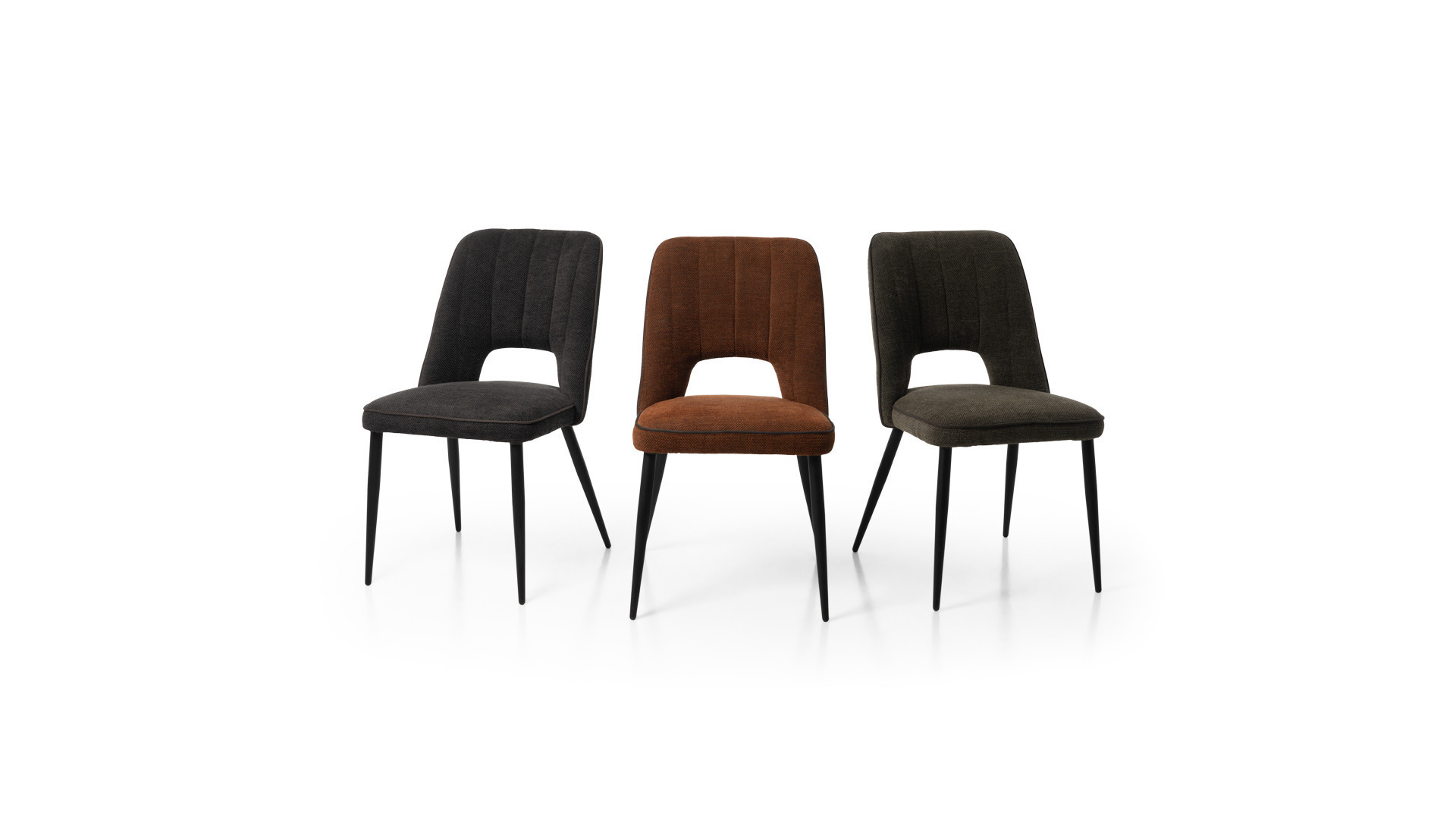 Chaise ST 2204 avec passepoil et pied en métal noir
