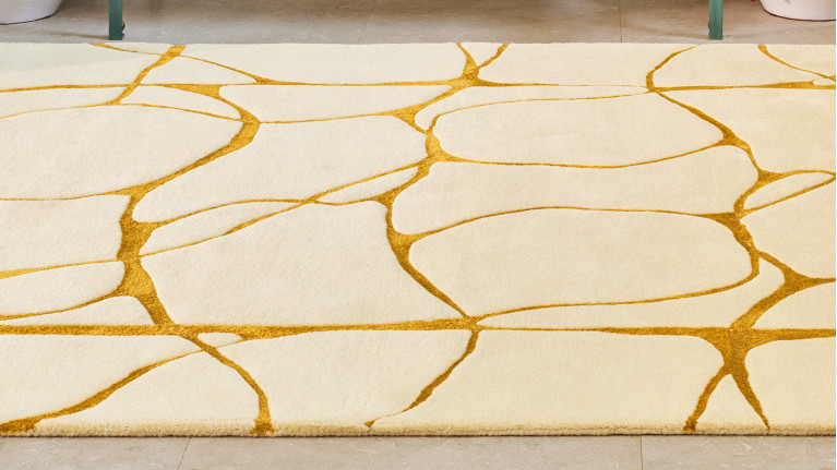 Tapis design, laine tuftée main, style japandi, Ambre