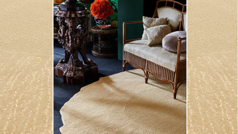 Tapis en laine velours, motif floral graphique, Eye Flower