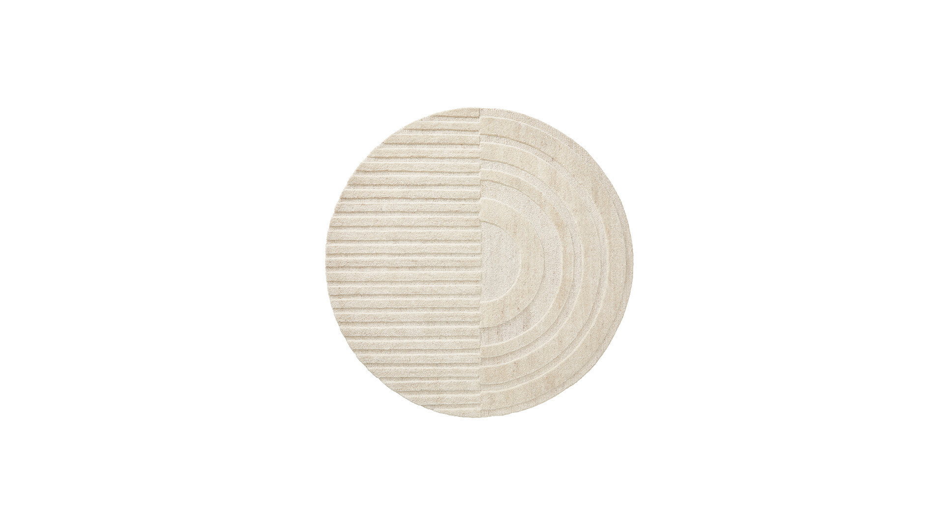 Tapis design rond tufté main, motif graphique, Monza Girare