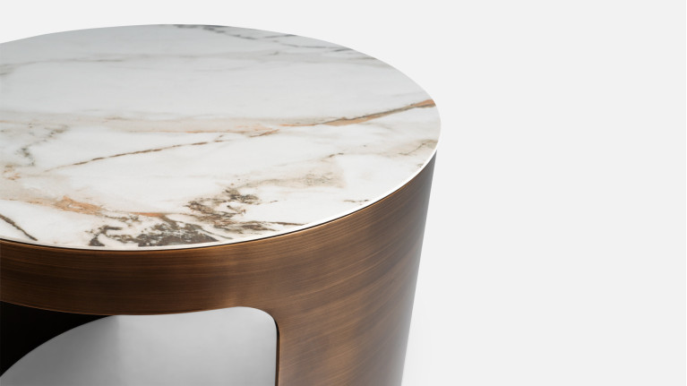 Table basse design avec plateau en céramique marbrée, Elena