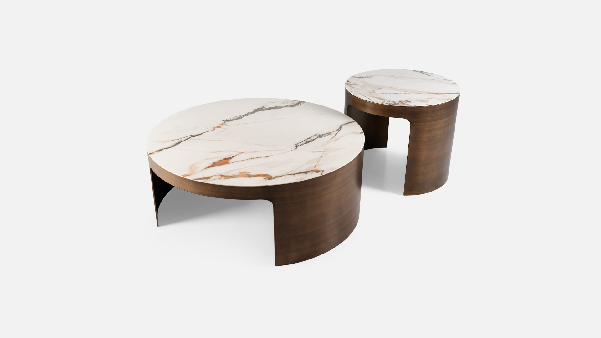 Table basse design avec plateau en céramique marbrée, Elena