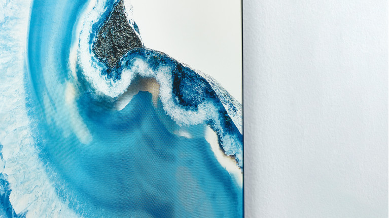 Miroir décoratif, relief minéral en cristaux d'agate, Geode