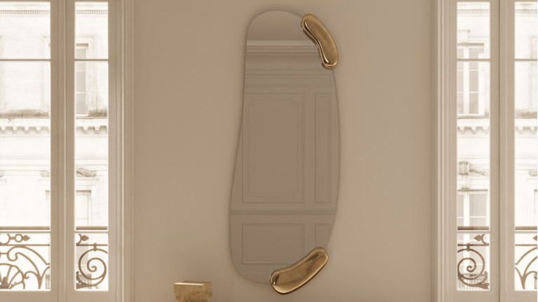 Miroir décoratif texturé avec feuille d'or, Calco Hall