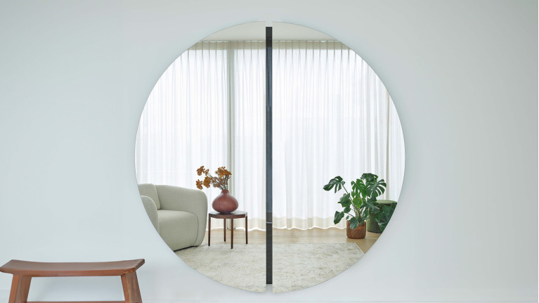 Miroir mural design rond, très grande taille, Luna Balck