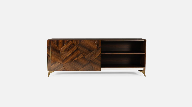 Buffet 2 portes coulissantes ECLIPSE | Buffet en bois fumé brillant