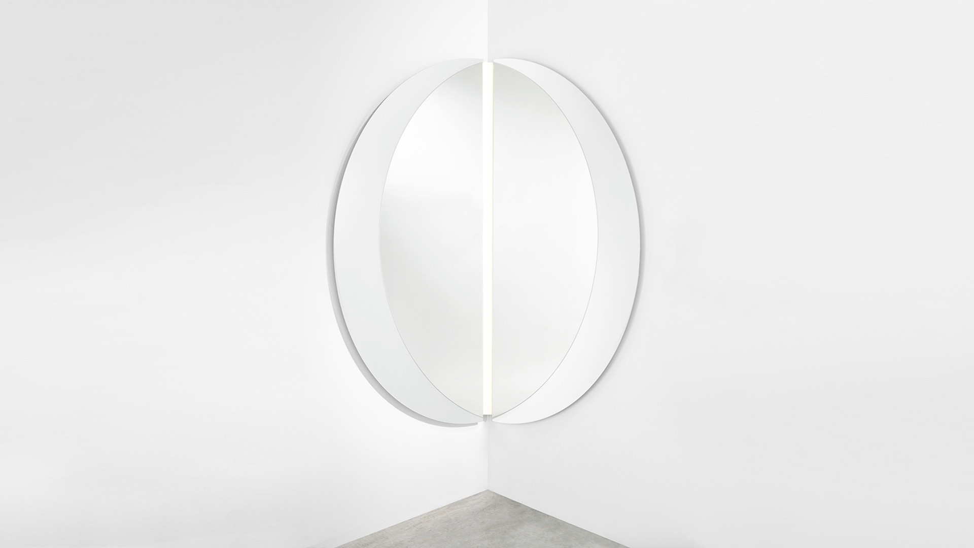 Miroir LUNA CORNER I 2 diamètres, centre lumineux ou en verre noir