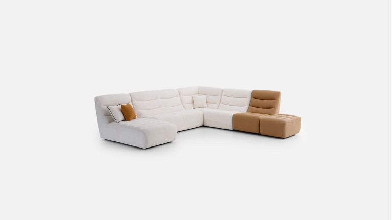 Pouf en cuir, 100% modulable et personnalisable, Lotus