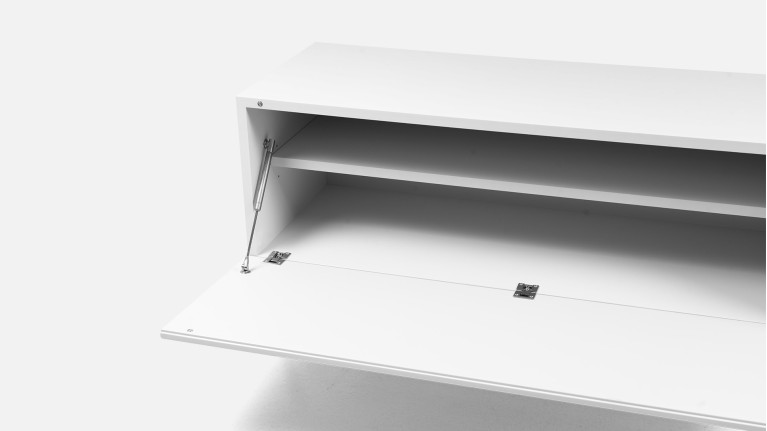 Meuble TV blanc laqué 2 portes design japonais, Origami
