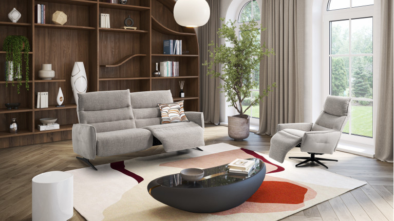 Canapé relaxation électrique 3 places tissu ZEUS | Confort et détente