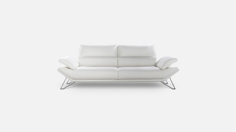 Canapé en cuir blanc contemporain, fabrication italienne Fly