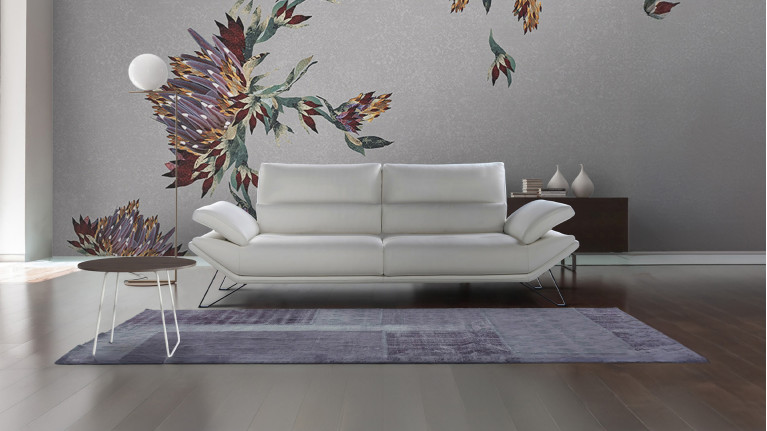Canapé en cuir blanc contemporain, fabrication italienne Fly