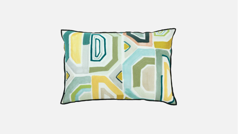 Coussin style ethnique, broderie colorée, 100% lin, Malhanghu
