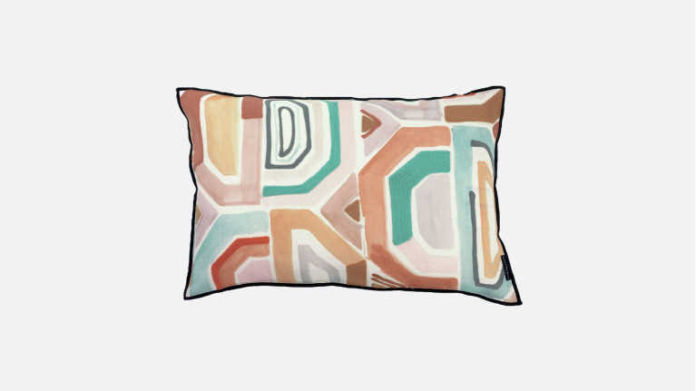 Coussin style ethnique, broderie colorée, 100% lin, Malhanghu