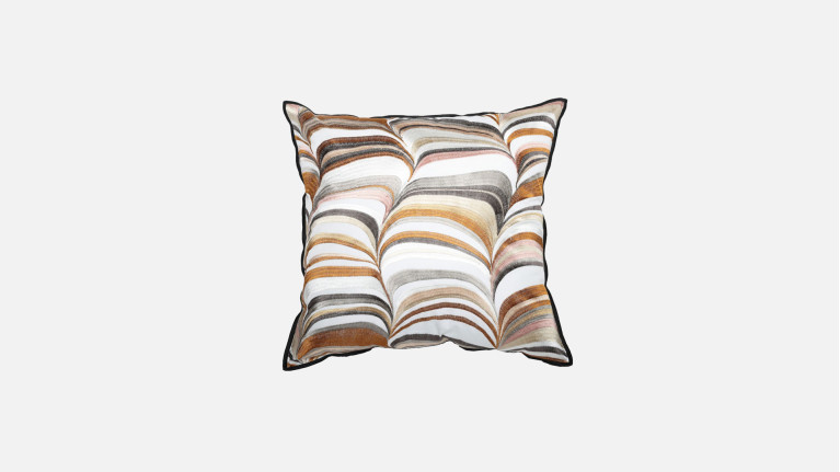 Coussin design, lin et coton, avec lignes, Strates