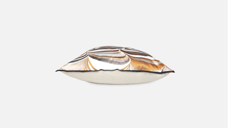 Coussin design, lin et coton, avec lignes, Strates