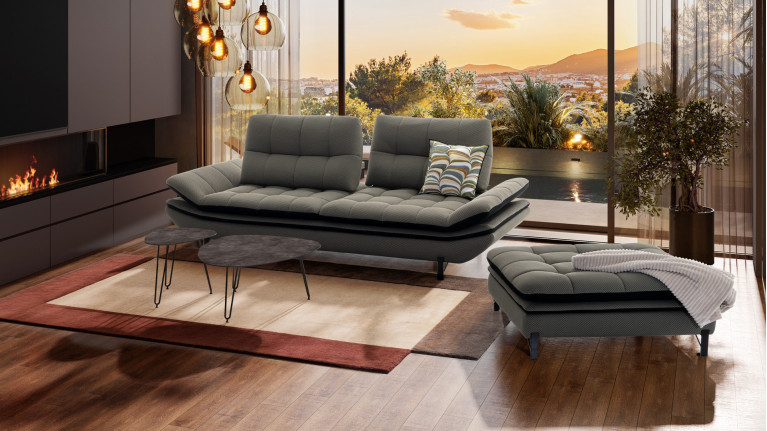 Pouf design à assise confortable et capitonnée, Waffle