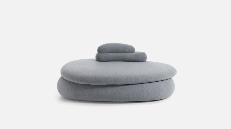Pouf convertible en tissu, fabrication italienne, Petra