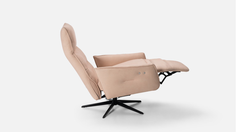 Fauteuil relaxation électrique pivotant tissu beige APOLLON