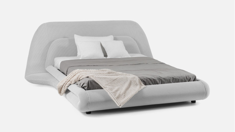 Lit en tissu 3D blanc CLOUD