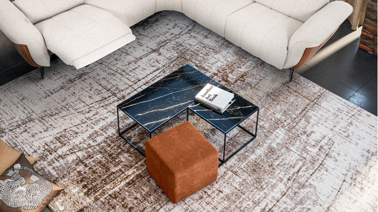 Table basse fonctionnelle en céramique avec pouf, Bellagio