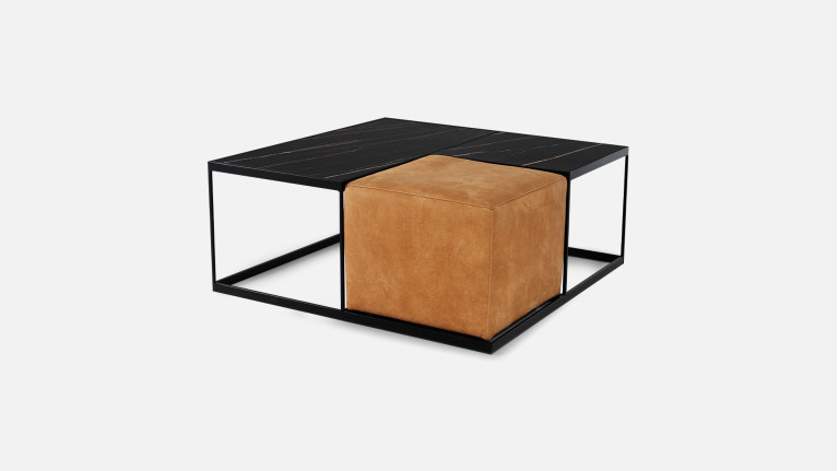 Table basse fonctionnelle en céramique avec pouf, Bellagio