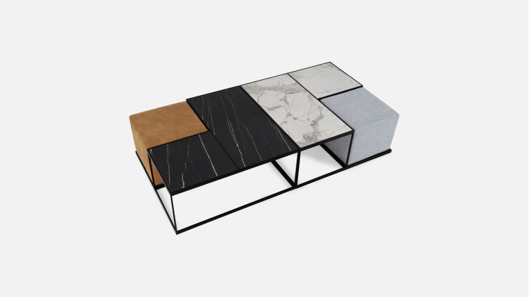 Table basse fonctionnelle en céramique avec pouf, Bellagio